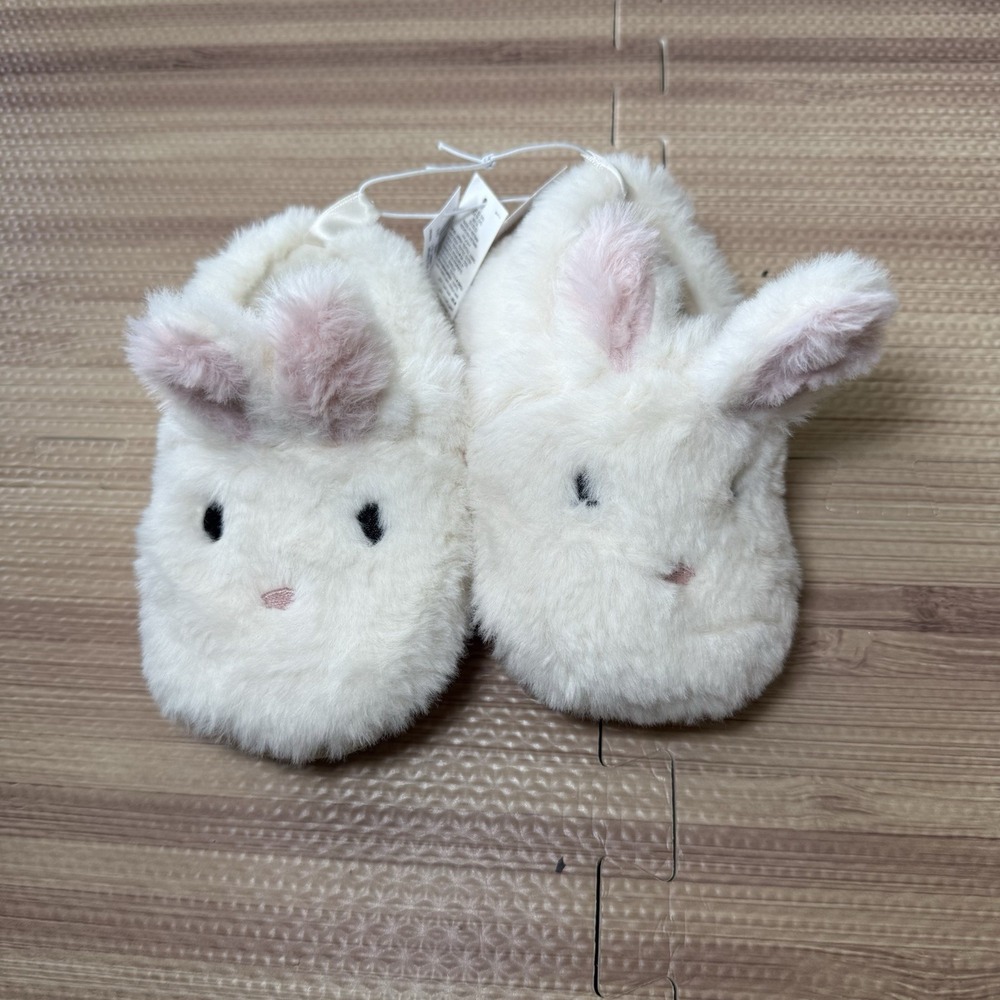 Girl Faux-Fur Critter Slippers for Toddler-Bunny Size XS(5/6)